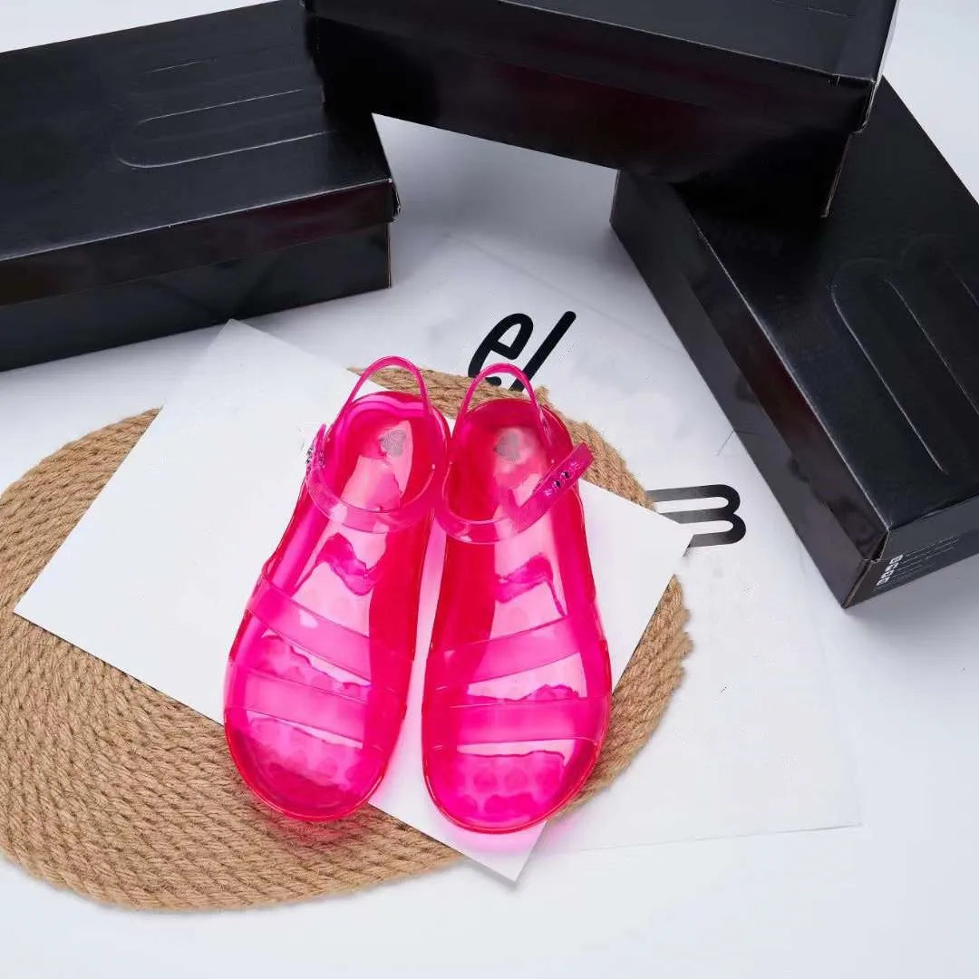 On sale Brand Retro Summer Sandals Nostalgic Jelly Mom Shoes Women Fashion PVC Transparent Ladies Flat Beach Shoes SM161