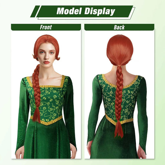 Long Reddish-Brown Braided Costume Wig – Storybook Princess Wig for Halloween & Cosplay