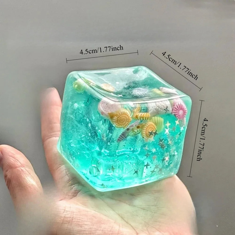 Taba Squishy Stress Balls Cube - Ocean Sensory Fidget Toy Slow Rise Squishy Toys for Kids and Adults Squeeze Relax Gift