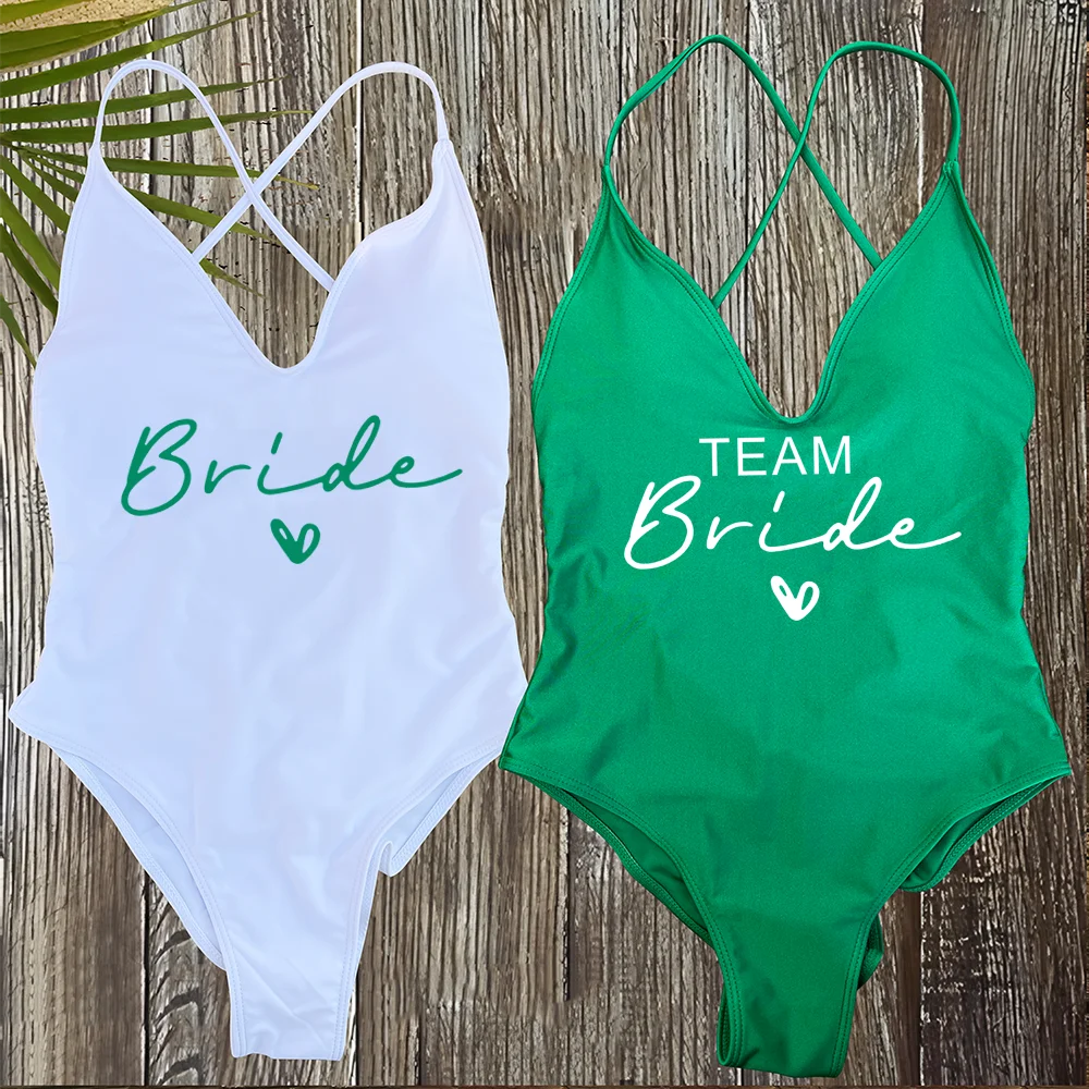 Sexy Padded One Piece Swimsuit Women Team Bride Swimwear Bikini Summer Bathing Suit Plus Size Beachwear Bachelorette Party Lady
