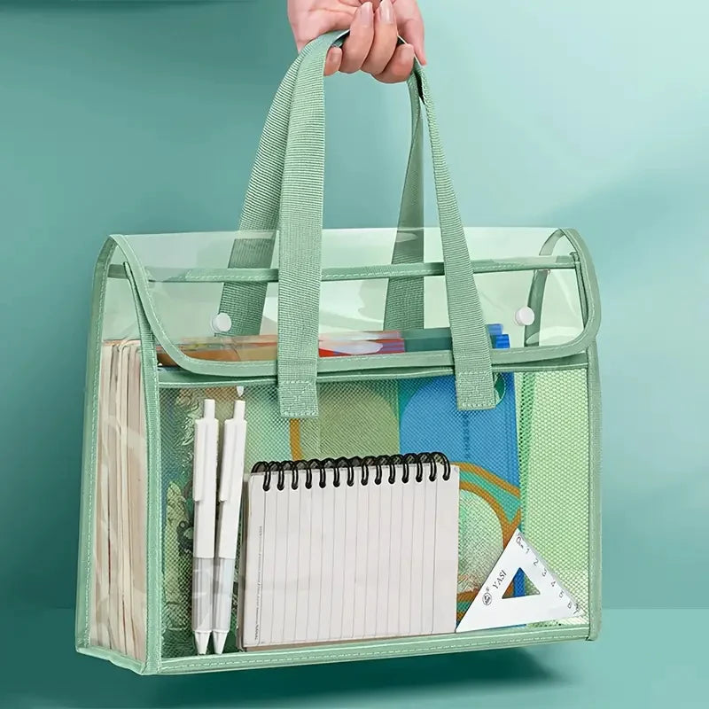 Transparent Expandable File Bag, High-quality Portable Transparent Folder, Book and Stationery Storage Bag, A4 Paper File Storage, Suitable for Office, School, Easter, Thanksgiving and Other Activities