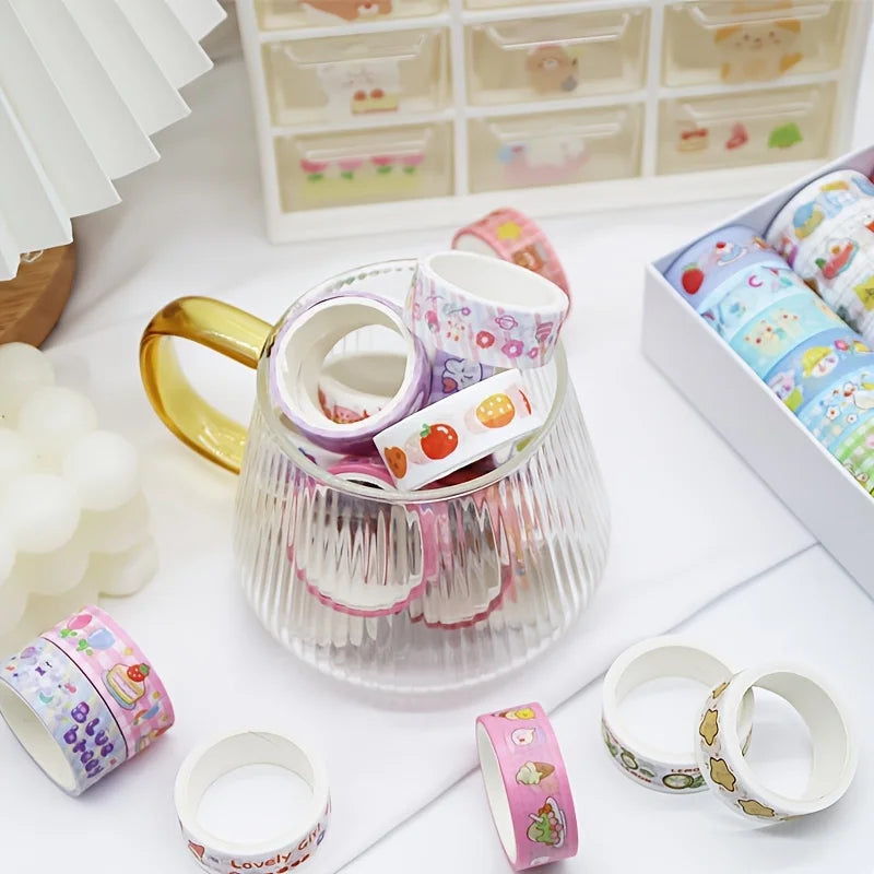 Cartoon and Paper Tape Set 60 Rolls, Japanese-Inspired Ins Style Sticker Tape Journal Gift Box DIY Decoration Material Art