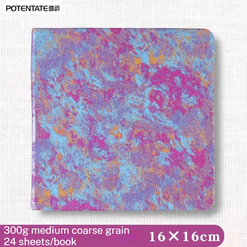 POTENTATE 100% Cotton Square Watercolor Paper Book 24 Sheets 300g Art Painting Drawing Paper Sketchbook Journal Drawing Notebook