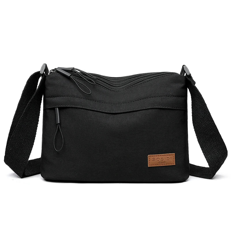 Women's Large Capacity Nylon Crossbody Bag -3 Main Pockets Spacious Shoulder Purse for Shopping & Daily Use