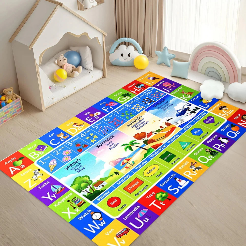 Educational Playful  Alphabet Theme Game Rug for Learning Area Nursery Activity Space Family  Non-Slip Durable