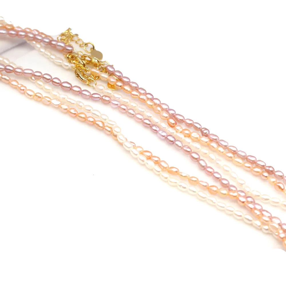 AA Natural Freshwater Pearl Necklace Rice Shape Pearls Jewelry for Women Wedding Gifts Fashion Copper Chain Chokers Necklace