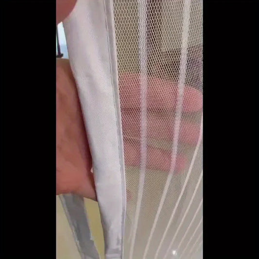 Anti-Mosquito Magnetic Screen Curtain Summer Essential Magnetic Self-Closing White Striped Mosquito Screen Door - Breathable
