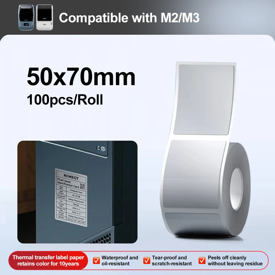 Niimbot M2/M3 Laser-color Silver/Matte Silver Labels Thermal Transfer Printing Paper Round Square Sticker for Niimbot M2 Printer