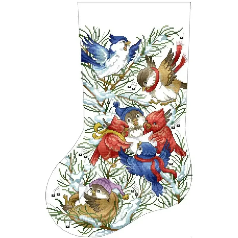 Christmas Stocking Series NKF Cartoon Pattern Cross Stitch Kit 14 16 11CT White Count Canvas Set DIY Embroidery Home Decor Gifts