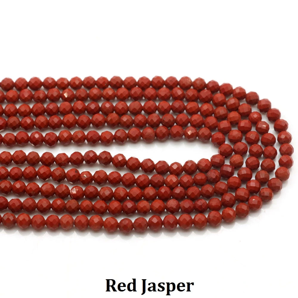 2 3mm Natural Faceted Amethyst Garnet Tourmaline Gem Stone Beads Round Mineral Bead for Jewelry Making DIY Bracelet Accessories