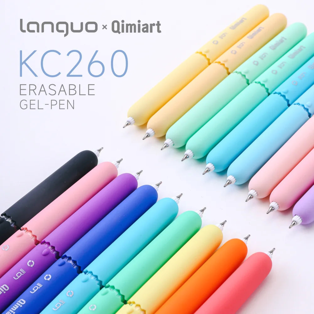 LANGUO Erasable Gel Pens Rotary Retractable Fine Point Erasable Pens School Supplies Vibrant Color Eggshell Design Erasable Ink