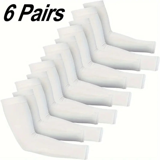 6 Pairs Unisex Cooling Arm Sleeves Compression Breathable Moisture Wicking for Men Women Sports Outdoor UV Protection