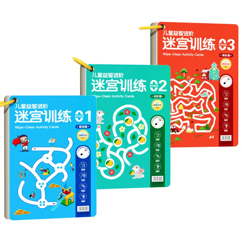 Maze Tracing Activities Reusable Focus Training Workbook for Kid Pen Control Exercises Sensory Learning Tool for Early Education