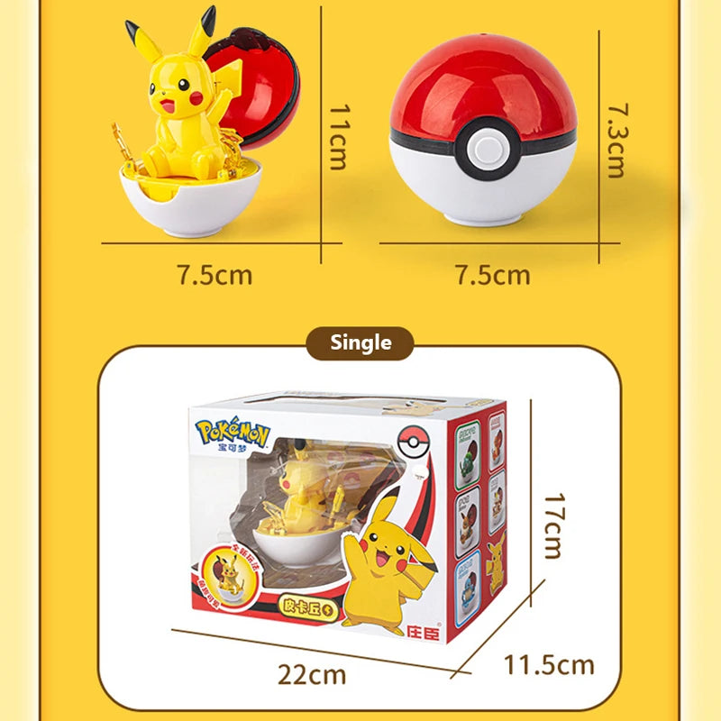 Funny Pokemon Transformation Cartoon Model Pokeball Pikachu Toys Scalable Anime Figure Dolls Model Ornaments Kids Birthday Toys