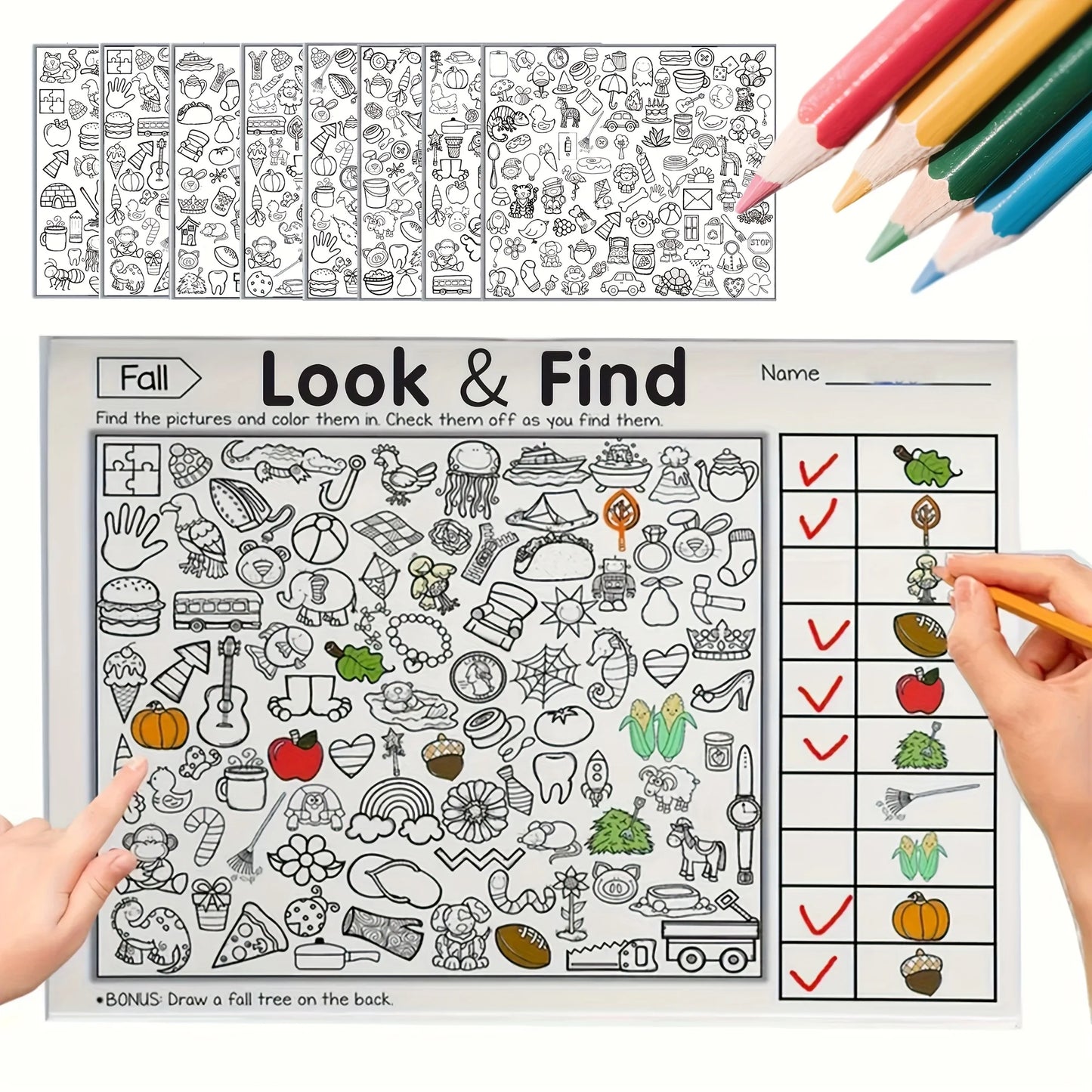 Children's Search Activity Book Kid Hidden Object Coloring Book Interactive Educational Matching Game Early Learning Puzzle Game