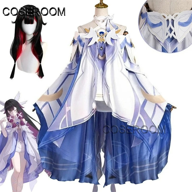 Game GenshinImpact Damselette Columbina Cosplay Costume Outfits Halloween Carnival Party Role Play Uniform Wig for Women