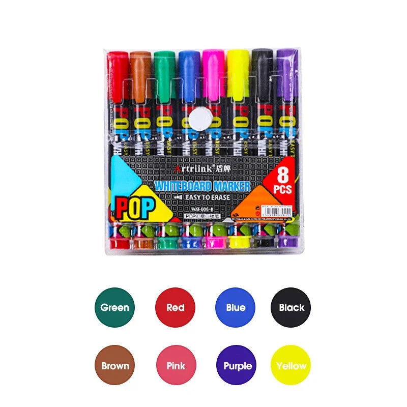 8/12 Colour POP Whiteboard Marker Set,Erasable, Refillable,Safety,Non-Toxic,High Capacity,Office,Conferencing,Educational Items