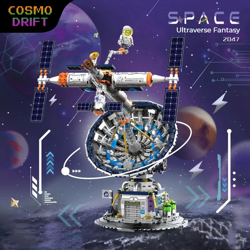 Space Radio Telescope Building Blocks Model Educational DIY Assembly STEM Toy Creative Science Puzzle Birthday Gift for Kids