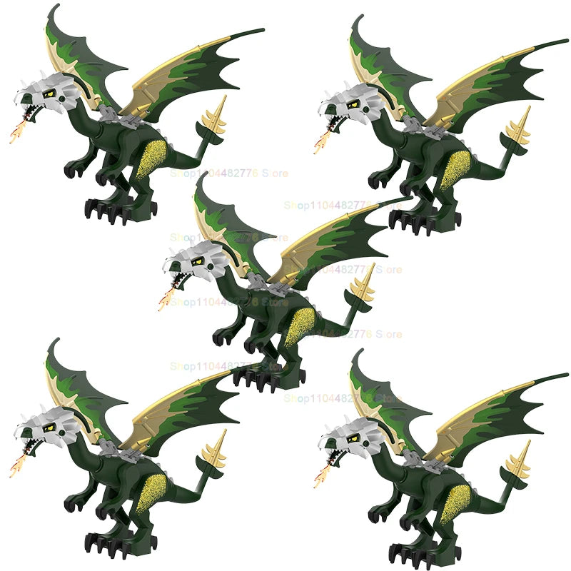 W1501 HOT Green Dragon Building Blocks Black Dragon fire wings Action Figures Models Accessory Puzzle Kids for Toys Gifts K2356
