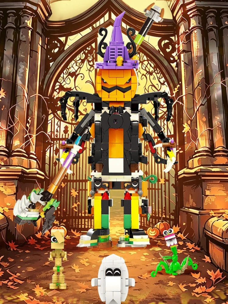 MOC Halloween 3 In 1 Advent Calendar Pumpkin Skull Ghost Building Blocks Set Mystery Horror Festive DIY Toy Adults Holiday Gifts