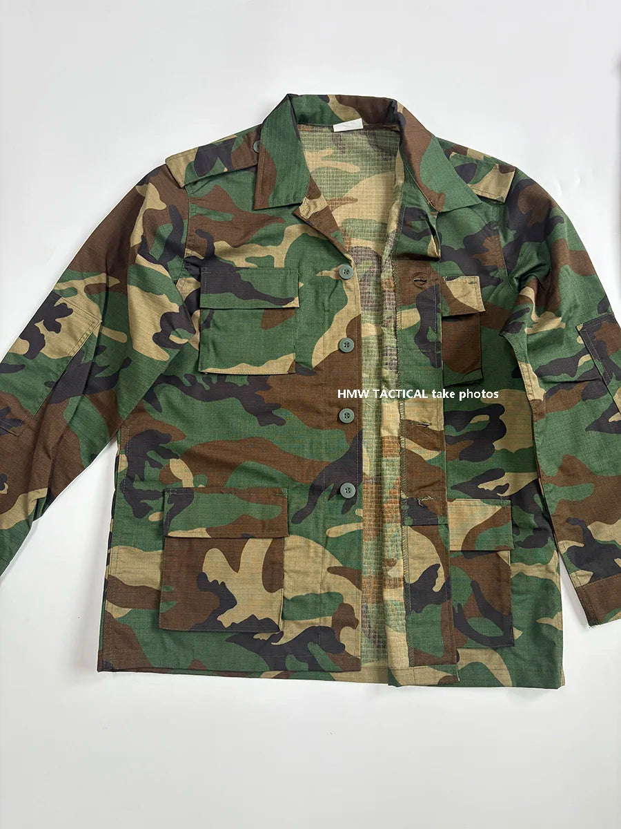 Men's BDU Camouflage Suit, Wear-Resistant, Outdoor Training Clothing, M81 WOODLAND, Seal Old School Suit, Long Sleeved Pants