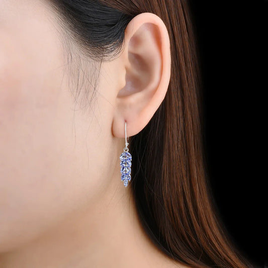 Natural Genuine Tanzanite Sterling Silver Drop Earring 2.3 Carats Tanzanite Gemstone Classic Romantic Women Jewelry S925 Gifts
