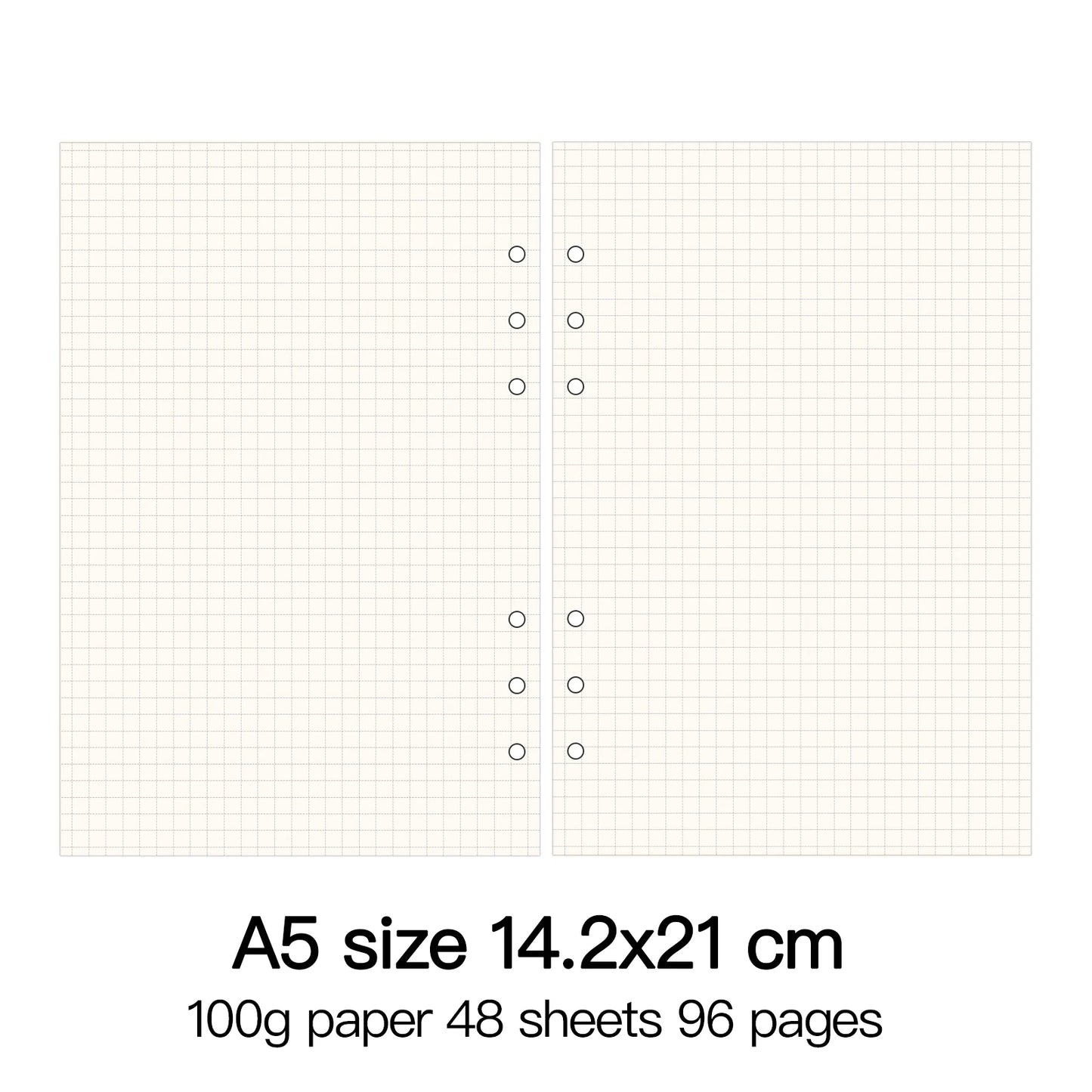 High Quality Ring Binder Notebook A5 Personal A6 A7 A8 Size Insert Refills Loose Leaf Spiral Diary Planner Inner Core 100g Paper