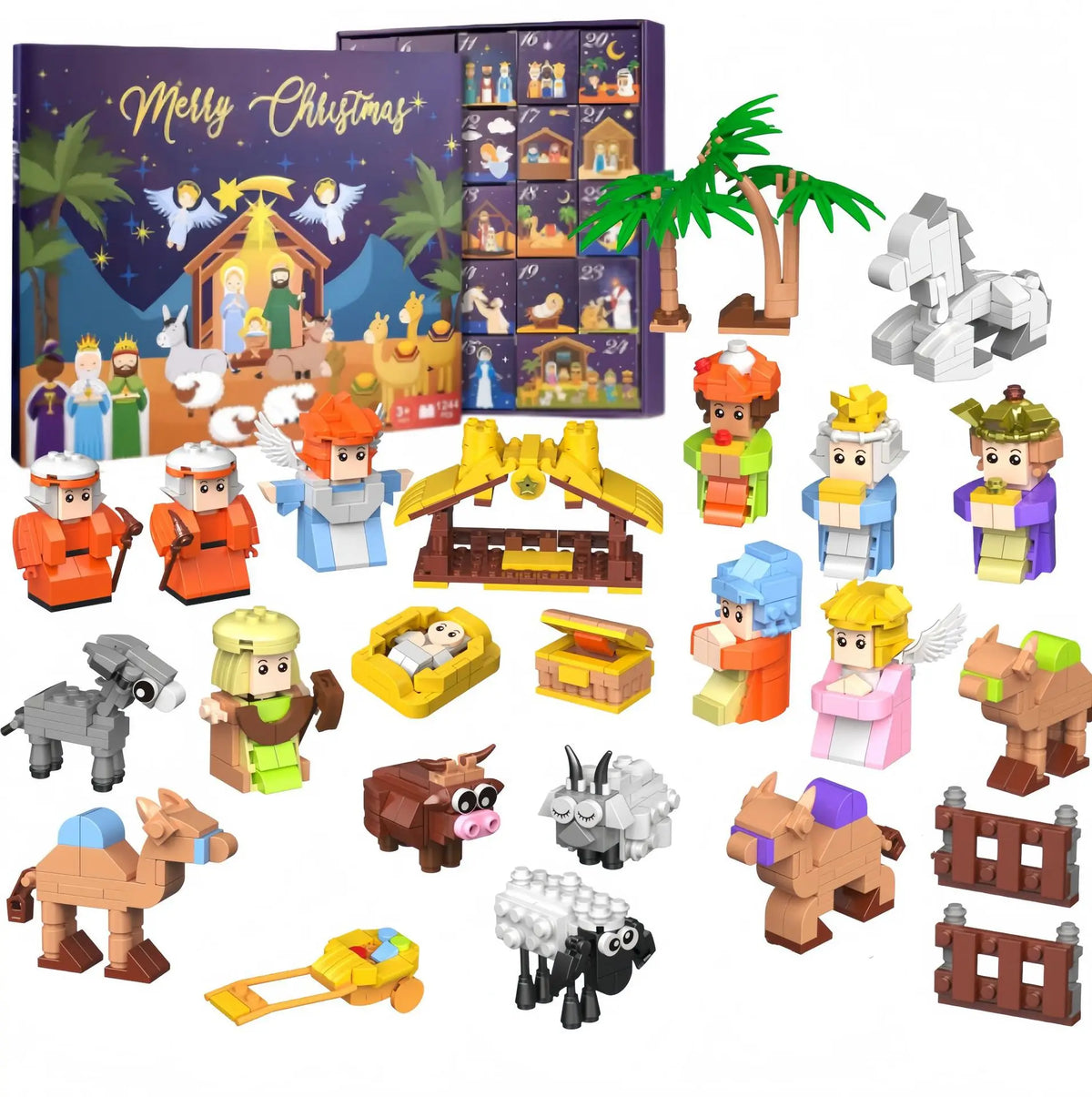 Christmas Advent Calendar Gift Box DIY Christmas Train Jesus Toys 24Days Countdown Calendar Box Surprise Valentine's Day Gifts