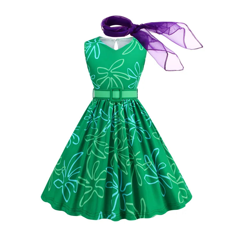 Inside Out Sadness Dress Girls Halloween Joy Cosplay Costume Children Cartoon Movie Role Play Print Frock Kid Fantasy Party Gown