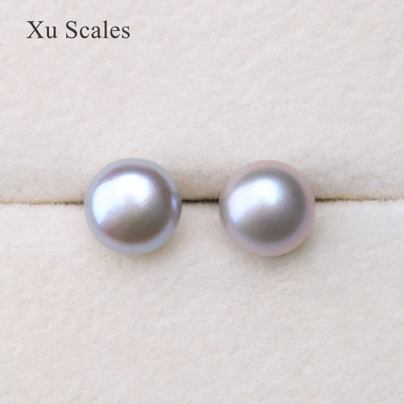 Natural Fresh Water Flat Round Bright Pearl Earrings s925 Sterling Silver Fashion Temperament  All-match Jewelry For Women