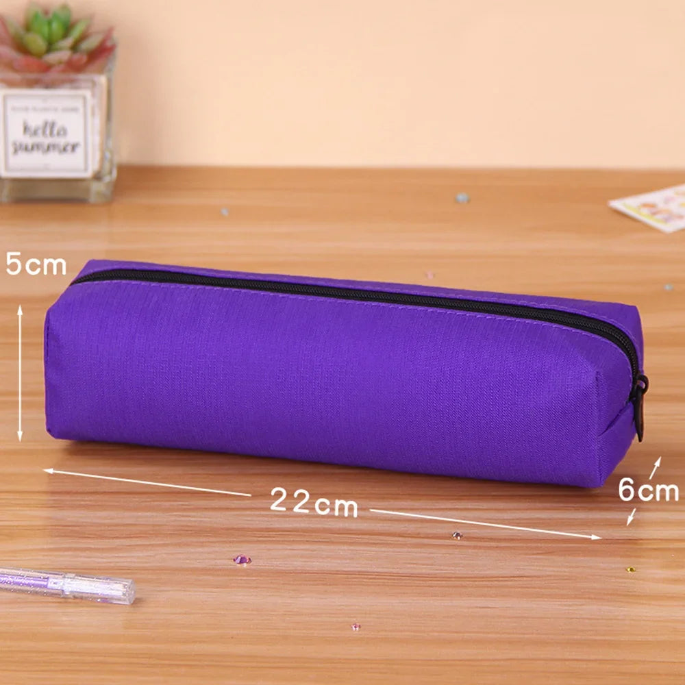 Solid Color Pencil Case Simple Pencil Bags For Student New Stationery School Supplies Kids Gift Zipper Big Cosmetic Bag