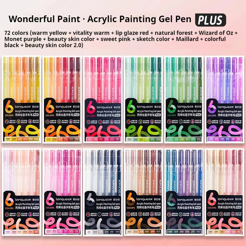 Languo 90 Colors Painting Acrylic Gel Pens Large Capacity Ink Pen for Drawing Diary Diy Coloring Doodling Painting Art Supplies