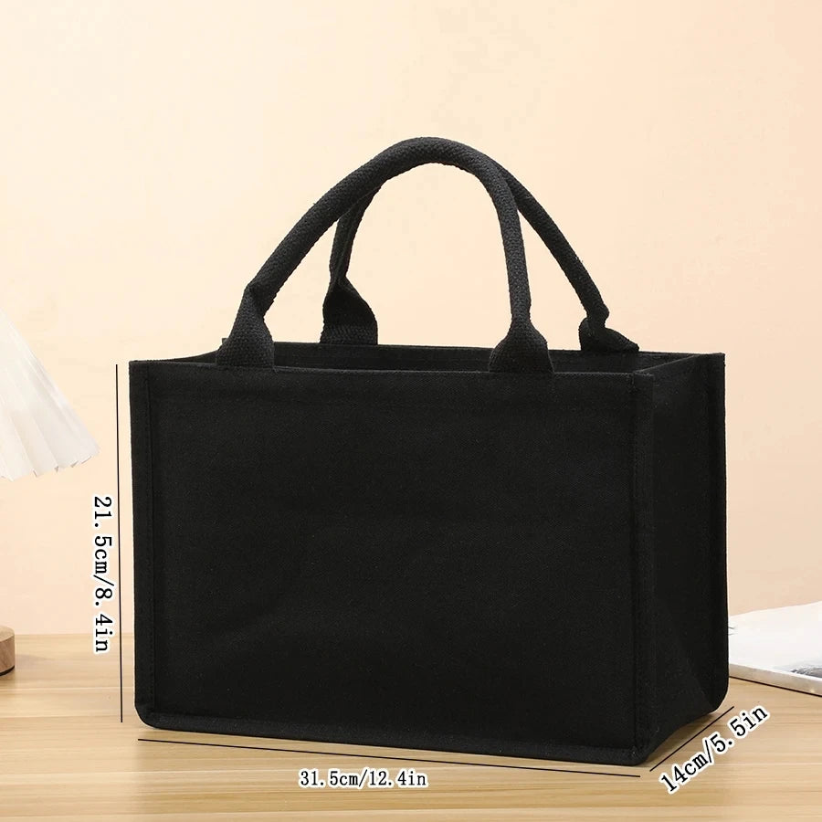 Leisure thickened handheld canvas tote bag black three-dimensional men and women large-capacity simple shopping bag handbags