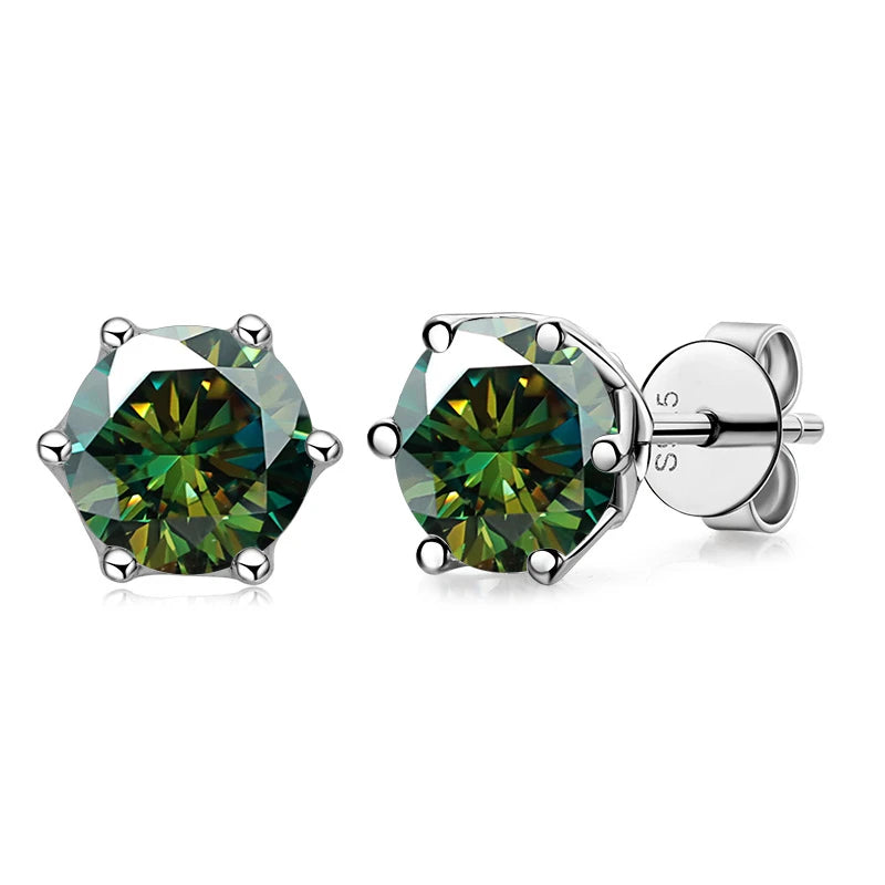 JoyceJelly 1/2/4CT VVS D Color Moissanite Russian Cut 8H8A Lab Diamond Stud Earrings For Women S925 Sterling Silver Fine Jewelry