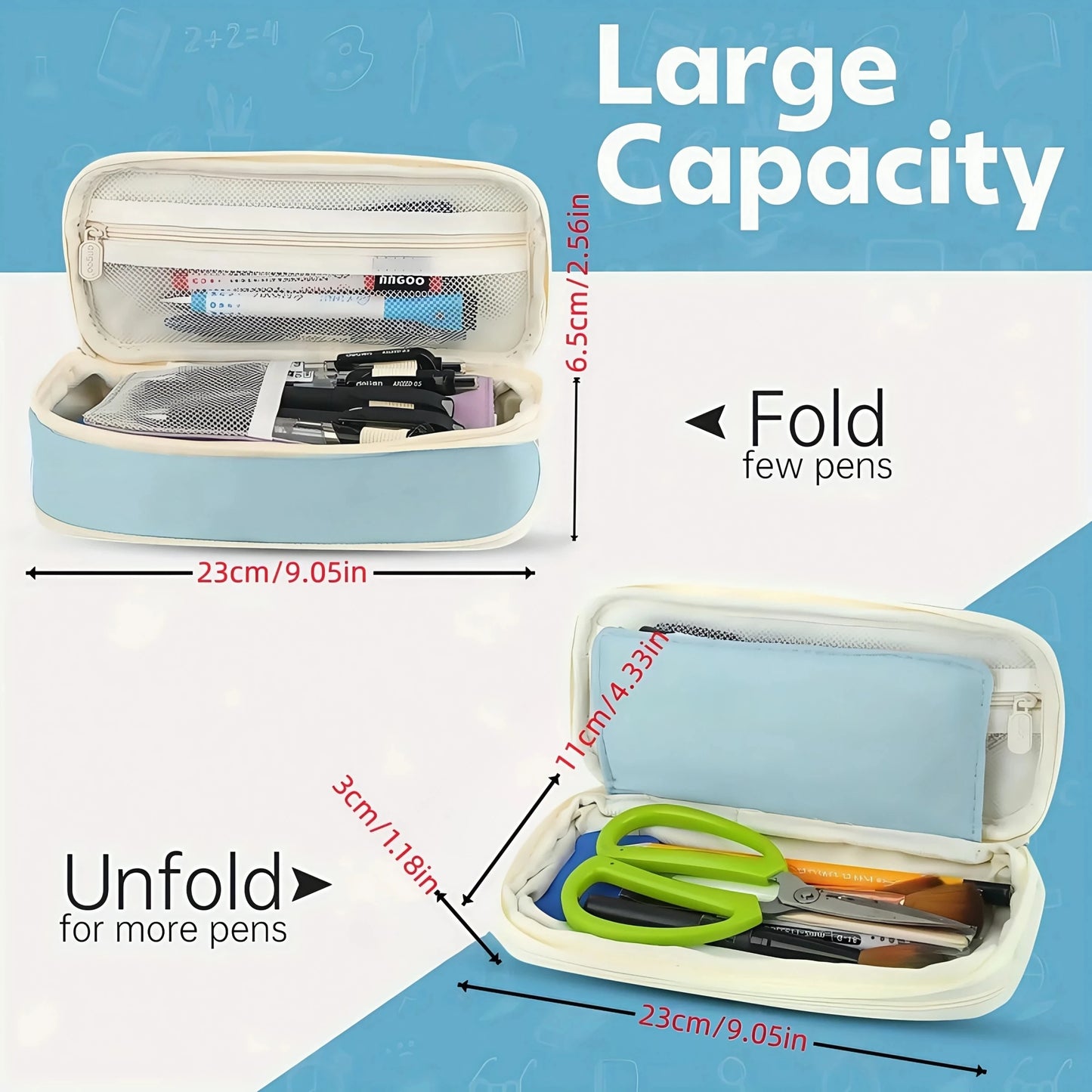 Large Capacity Pencil Case Stationery School Supplies Pencil Cases Pouch Office Desk Storage Bag Students Kids Pen Case Bags Box