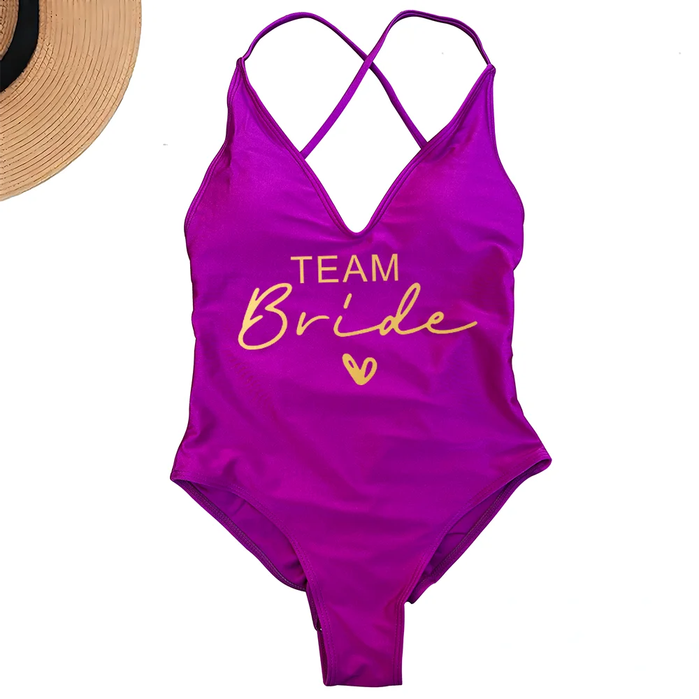 Sexy Padded One Piece Swimsuit Women Team Bride Swimwear Bikini Summer Bathing Suit Plus Size Beachwear Bachelorette Party Lady