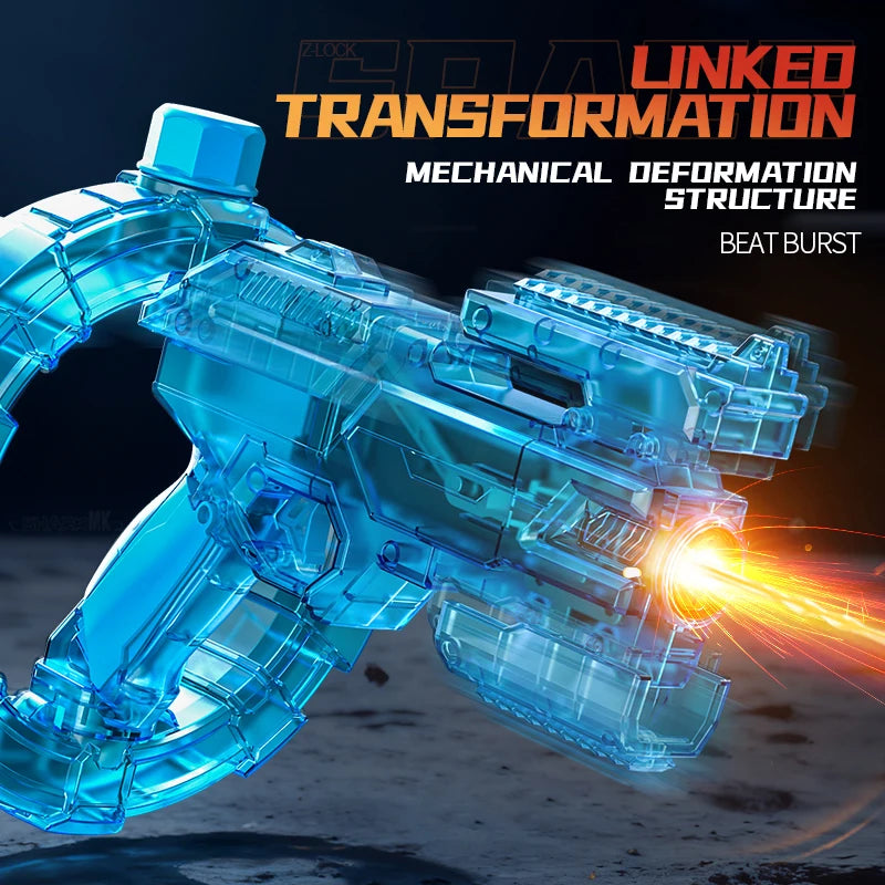 Space Electric Water Gun Energy Ring Burst Transformation LED Lights Large Capacity Full Auto Continuous Fire Squirt Gun Toys