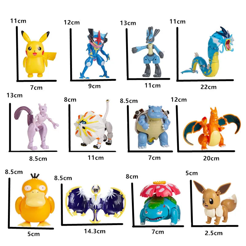 Genuine Pokemon Anime Figure Pikachu Gengar Charizard Gyarados Mew Dragonite Pet  Collect Model Doll Transformation Toy Gifts