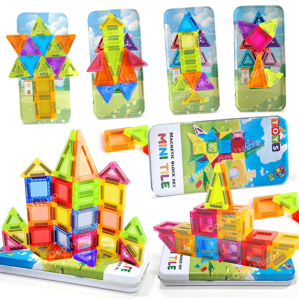 26/38pcs with iron box - Colorful Magnetic Building Blocks set, suitable for kid's learning and education magnetic toys,gifts