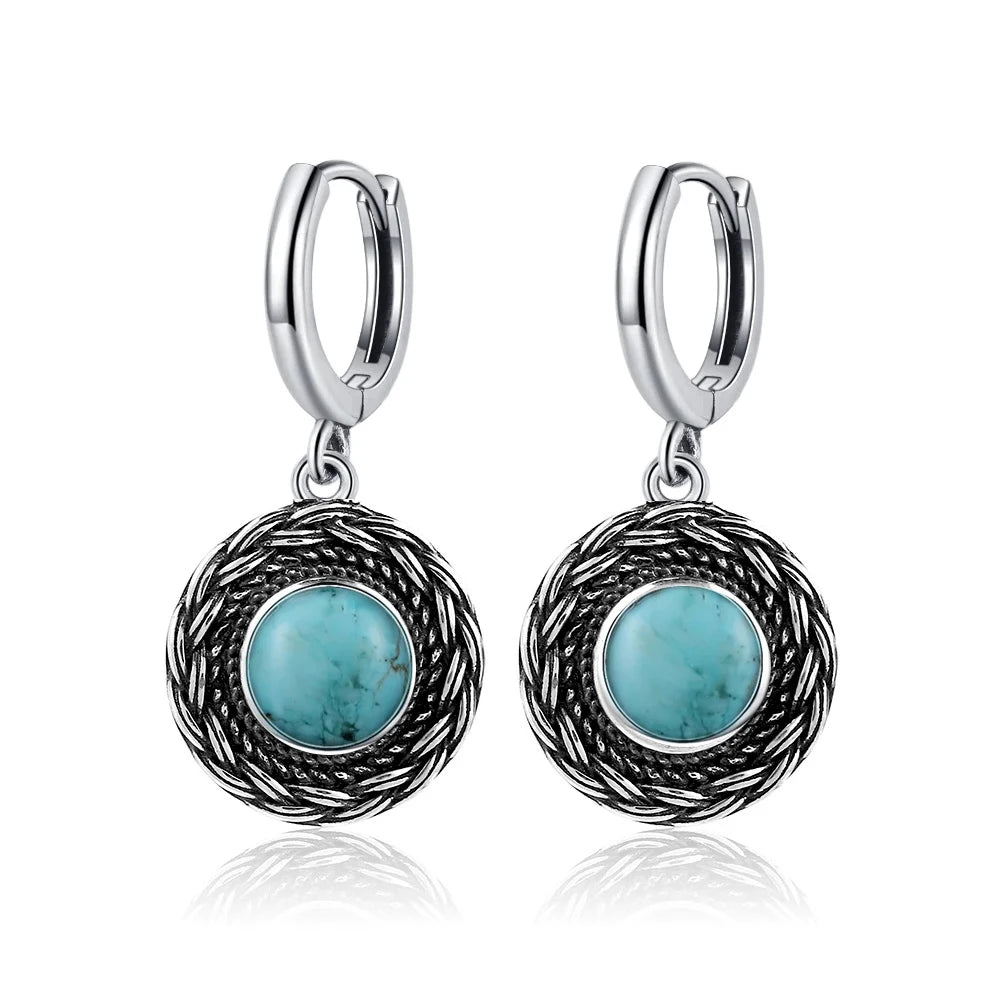 New Elegant Natural Kyanite S925 Silver Drop Earrings for Women Vintage Jewelry Wedding Engagement Hoop Earrings Gifts