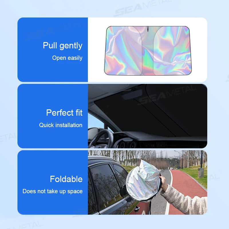 SEAMETAL Car Windshield Sun Visor UV-Reflective Sun Shade Cooling Sun Protection Cover Summer Heat Shield Car Privacy Curtains
