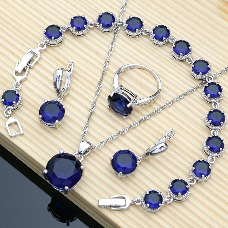 Natural Flame Zircon Beads 925 Sterling Silver Jewelry Sets Wedding Accessories for Women Earrings Rings Bracelet Dropshipping