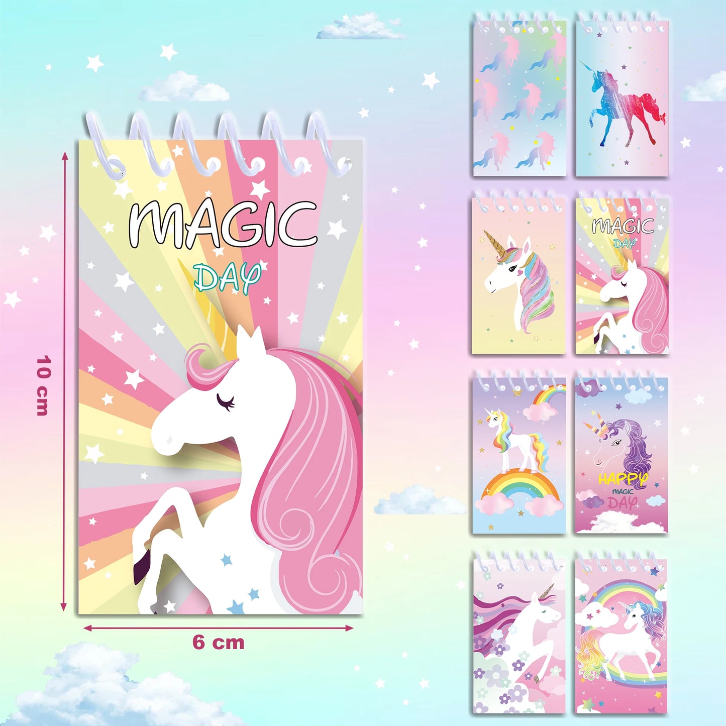 Unicorn Theme Mini Spiral Pocket Notebooks Memo Pad Coil Booklet Notepads For Office Stationery School Diaries Birthday Gifts