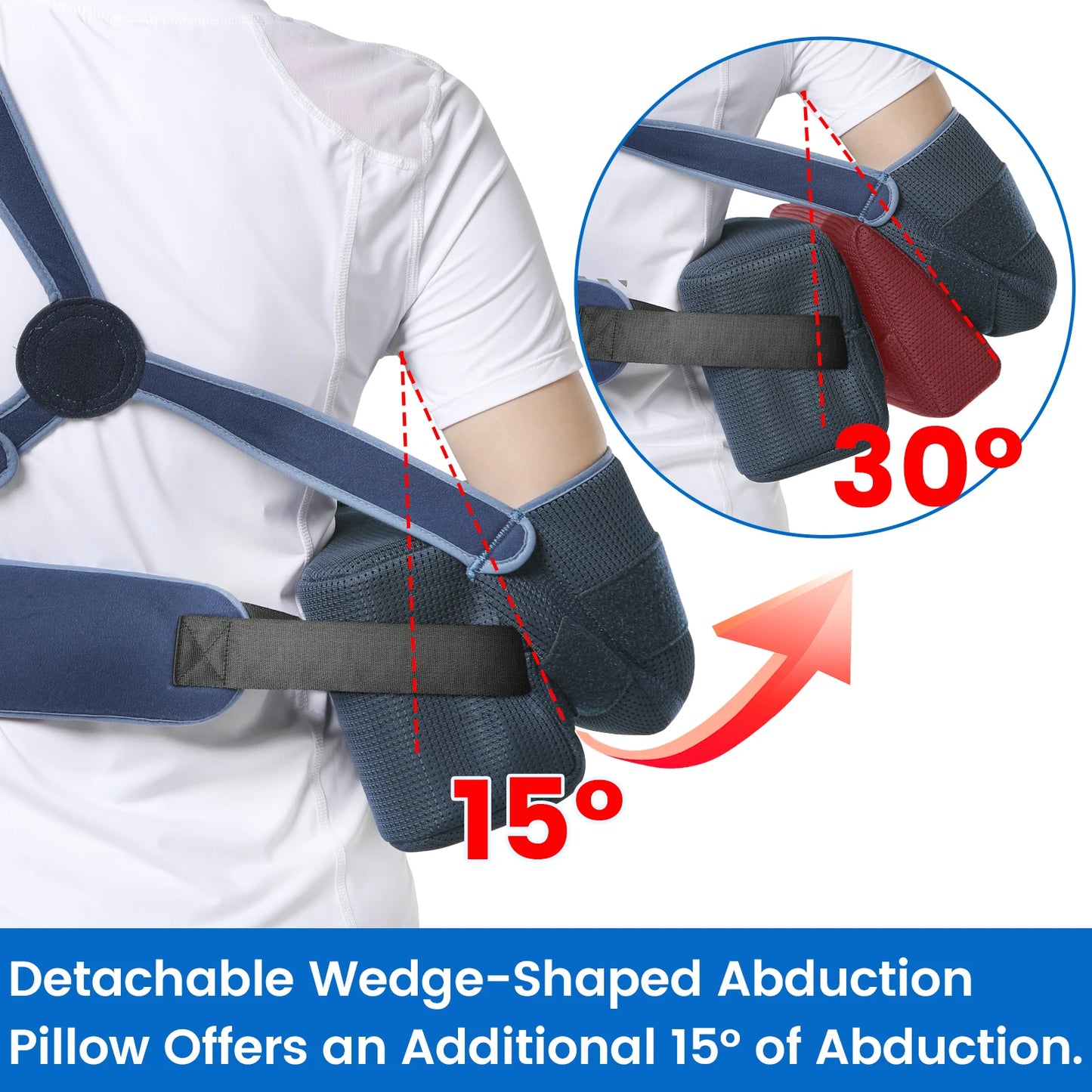 VELPEAU Shoulder Abduction Sling for Arm Injury, Rotator Cuff Surgery and Fracture, Shoulder Immobilizer with Removable Pillow