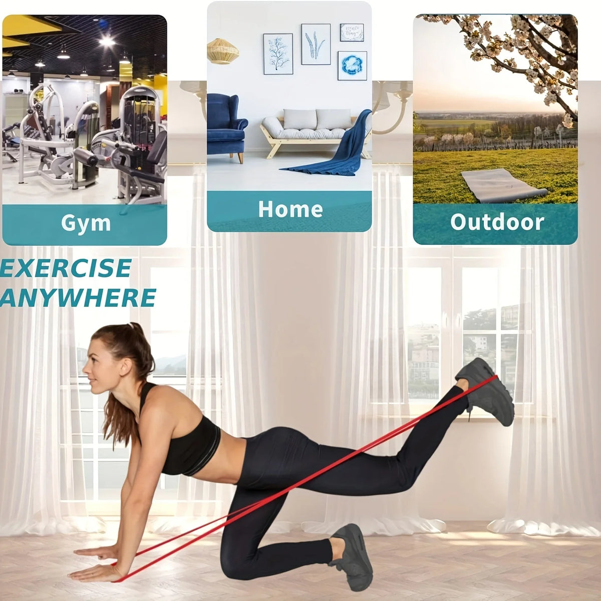 1pc Stackable Heavy Tension TPE Resistance Band Set - Anti-Snap for Home Gym Muscle Strength & Body Stretching  Yoga Gym