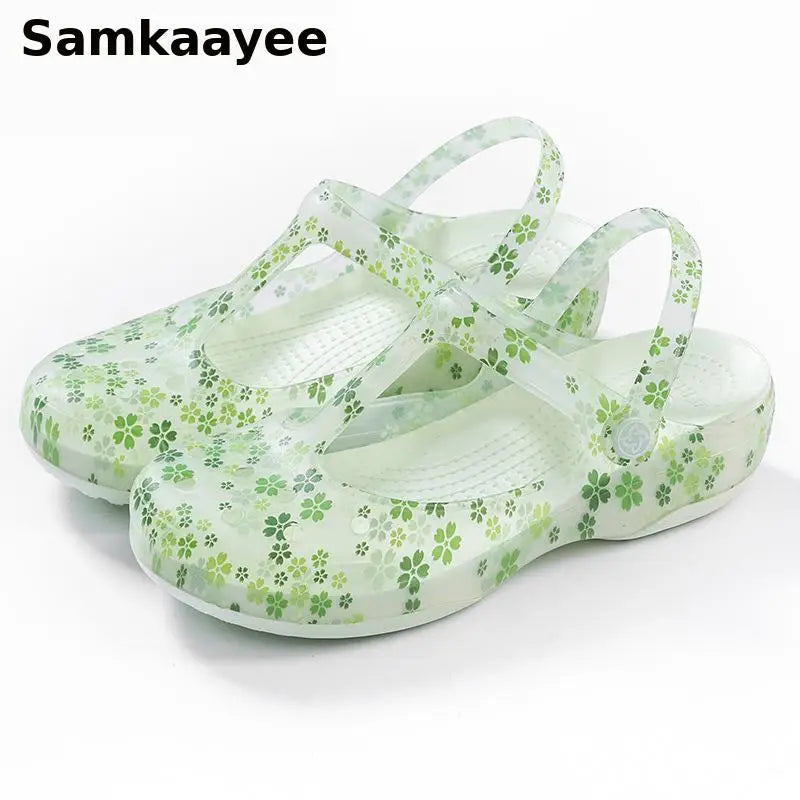 35-40 Womens Sandals Summer Shoes Mules Clogs Female Slippers Mujer Garden Zapatos Soft Bottom Breathable Flower Beach Footwear