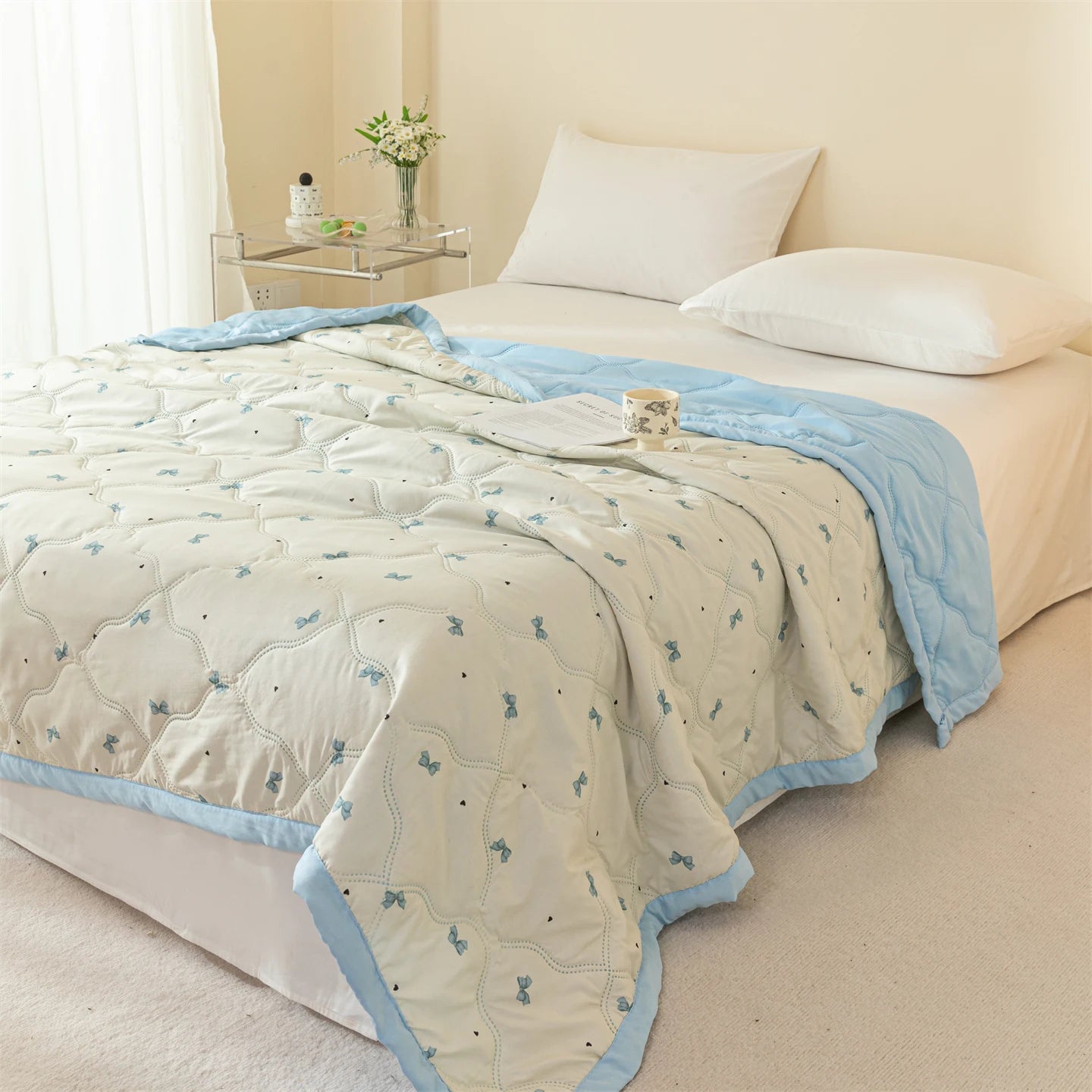 2026 New Printed Washed Summer Quilt Lightweight Breathable Cooling Air Condition Comforter Soft Thin Bed Blanket for Home Dorm
