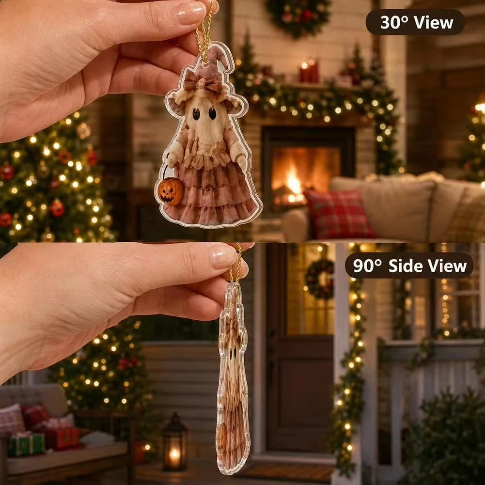 2026 Halloween Party Countdown Advent Calendar Pendant Decoration 2D Flat  Luminous Ghost Christmas Decoration 24 Day Countdown