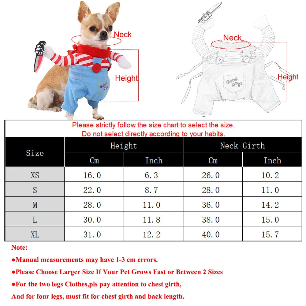 Funny Pet Costume Pullover for Dogs & Cats – Halloween Outfit in Blue or Pink, XS–XL