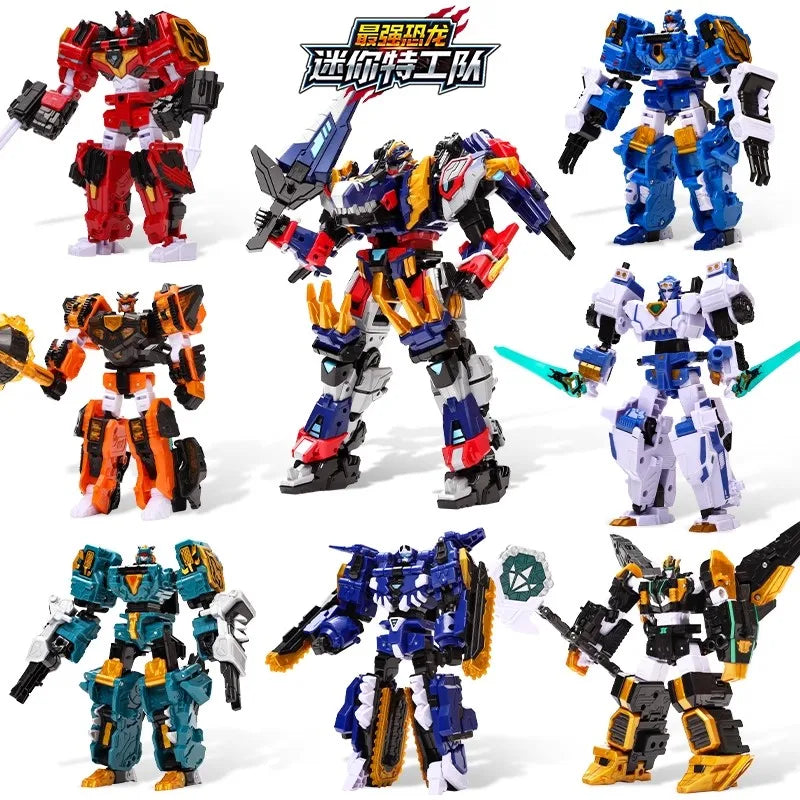 New Miniforce 8 Super Dinoid Transform Combined Mecha Robot Action Figures Toys Mini Force Rex Battle King Deformation Model Toy
